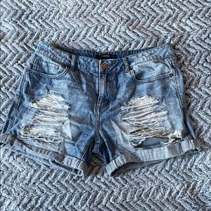 Forever 21 Light Blue Ripped Jean Shorts